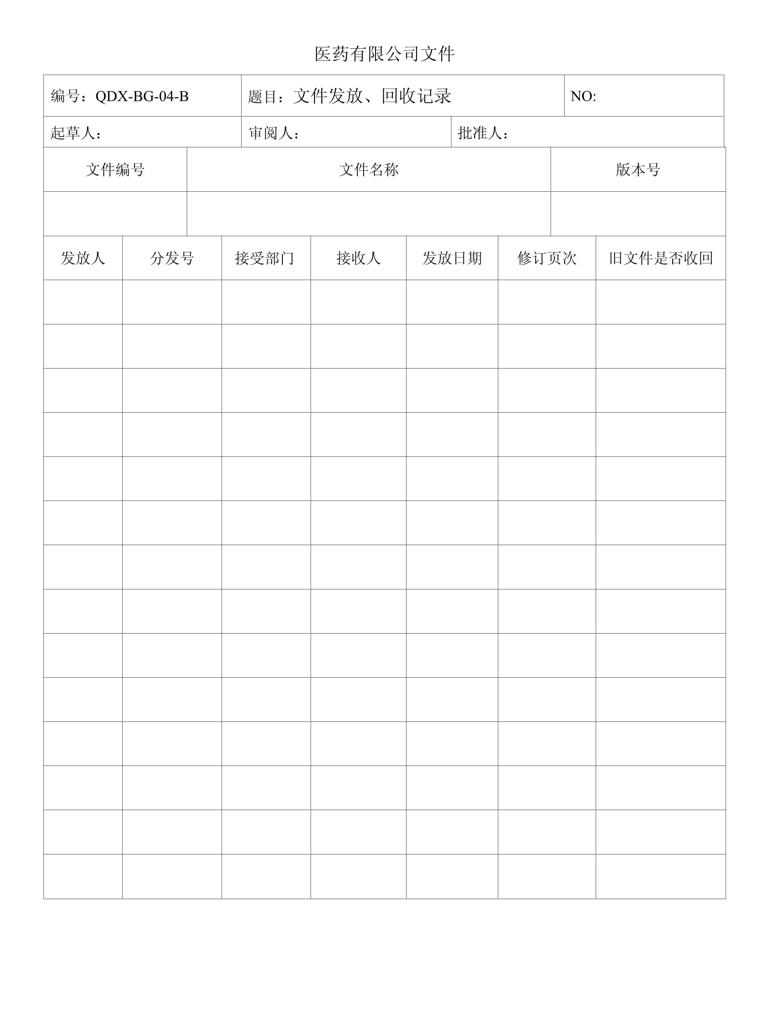 04医药公司文件发放,回收记录.docx - 人人文库